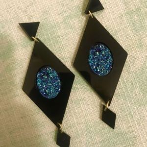 Melody Ehsani Black/Blue Druzy Stone Earrings #AS